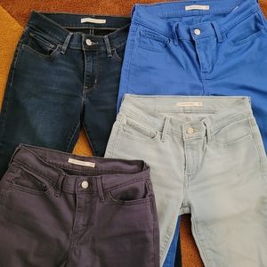 4 pairs-Levi 710 Super Skinny Size 27 Jeans-Dark Wash, Lt Wash, Dark Gray &Blue